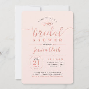 Rose Gold & Blush   Elegante Hochzeits-Braut-Party Einladung