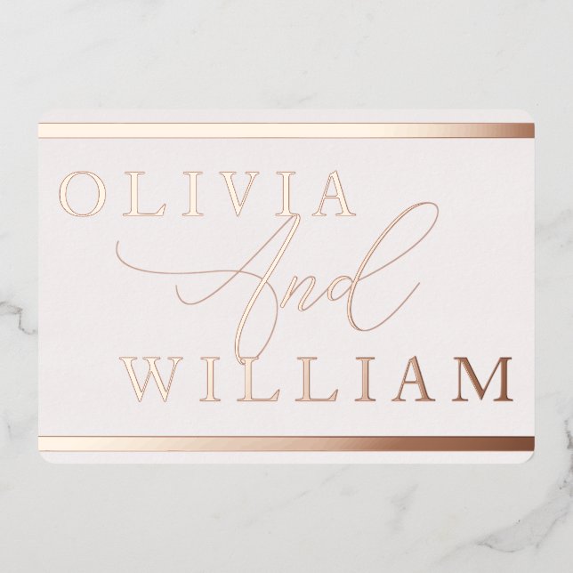Rose Gold & Blush Elegante Moderne Hochzeit Folieneinladung (Vorderseite)
