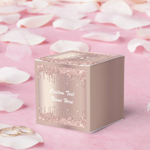 Rose Gold Blush Favor Box mit individuellem Text N Geschenkschachtel