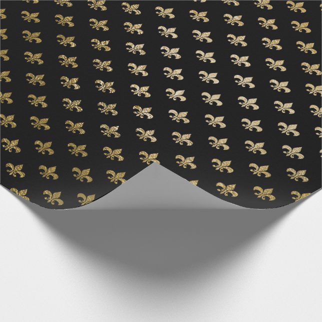 Rose Gold Blush Fior de Lis Black Royal Paris Geschenkpapier (Ecke)