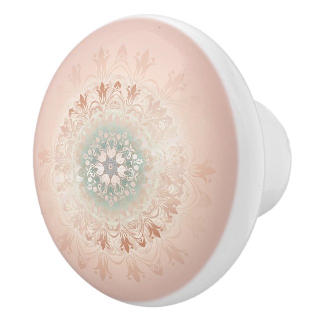 Rose Gold Blush Floral Mandala Keramikknauf (Rechts)