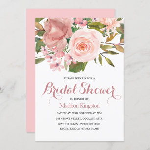 Rose Gold & Blush Flowers Invitation Fête des mari