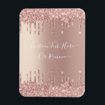 Rose Gold Blush Glitter Sparkle Drips Custom Text  Magnet<br><div class="desc">Rose Gold Blush Glitter Sparkle Drips Custom Text Pink Modern - Add Your Unique Text or Remove Text - Make Your Special Gift - Resize and move or remove and add text / elements with customization tool. Design by MIGNED. Please see my other projects. You can also transfer this designs...</div>