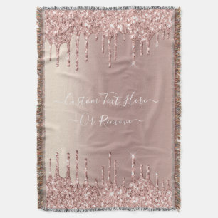 Rose Gold Blush Glitter Tropfen Text Wurfdecke Decke