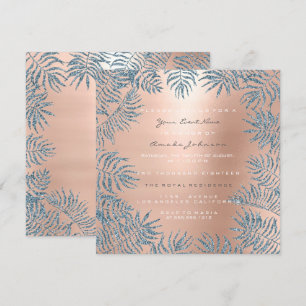 Rose Gold Blush Glitterpuder Floral Blau Rosa Einladung