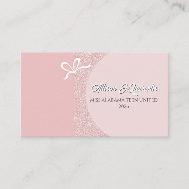 Rose Gold Blush Glitz Pageant Business Card Visitenkarte (Vorderseite)