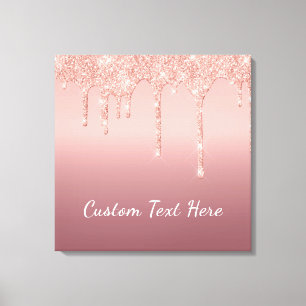 Rose Gold Blush Glitzer Benutzerdefinierte Textanz Leinwanddruck