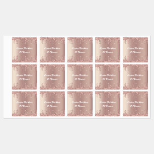 Rose Gold Blush Glitzer Benutzerdefinierte Textnam Etiketten