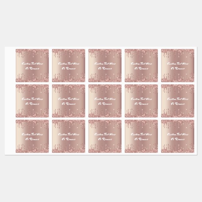 Rose Gold Blush Glitzer Benutzerdefinierte Textnam Etiketten (Blatt)