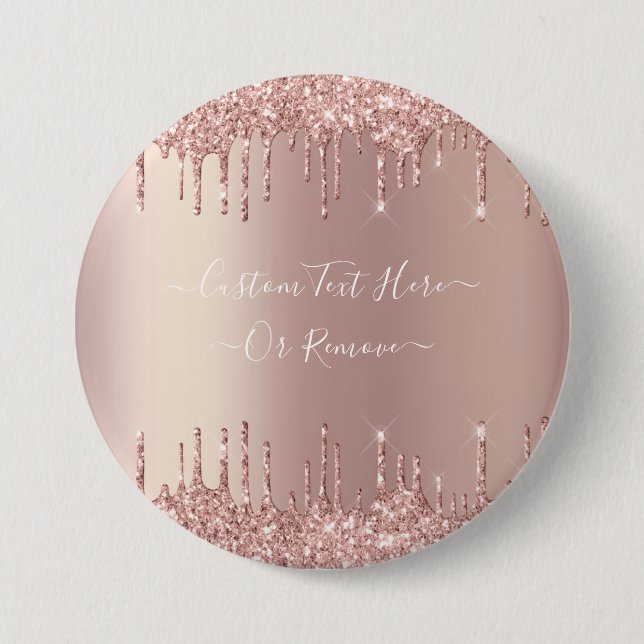 Rose Gold Blush Glitzer Benutzerdefinierter Text-B Button (Vorderseite)