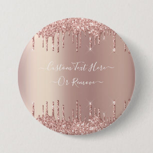 Rose Gold Blush Glitzer Benutzerdefinierter Text-B Button