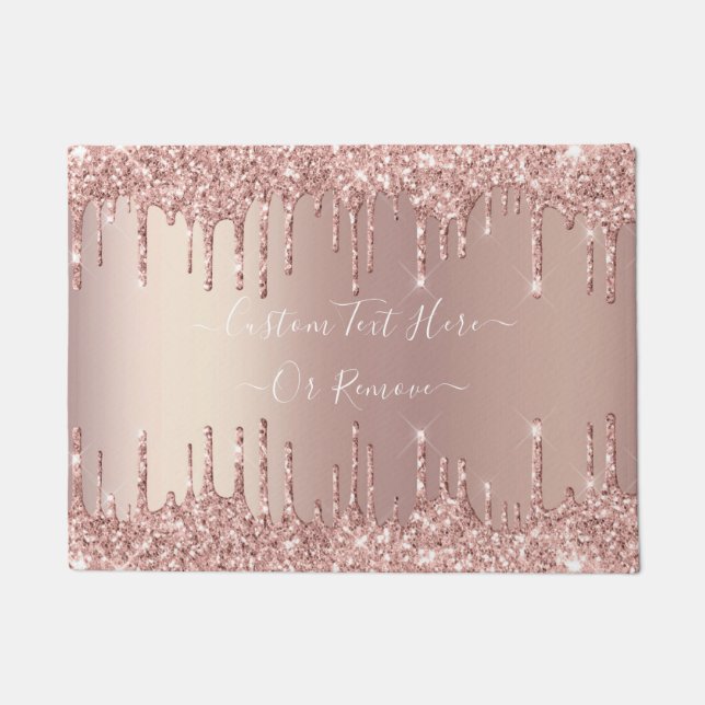 Rose Gold Blush Glitzer Benutzerdefinierter Text D Fußmatte (Vorderseite)