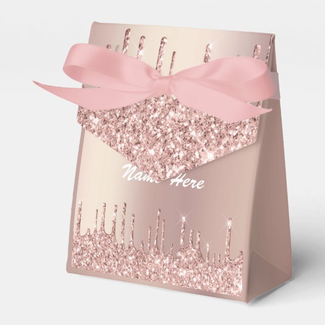 Rose Gold Blush Glitzer Benutzerdefinierter Text G Geschenkschachtel (Vorderseite)