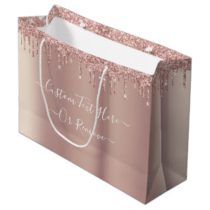 Rose Gold Blush Glitzer Benutzerdefinierter Text G Große Geschenktüte