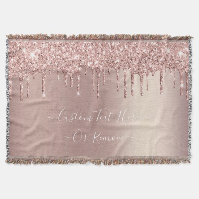 Rose Gold Blush Glitzer Blankenzeichnung benutzerd Decke (Vorderseite)