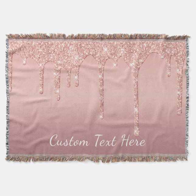 Rose Gold Blush Glitzer Blankenzeichnung benutzerd Decke (Vorderseite)