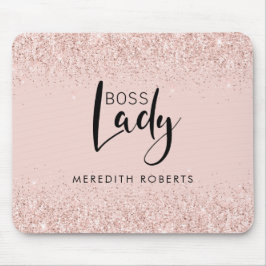 Rose Gold Blush Glitzer Boss Lady Personalisiert Mousepad
