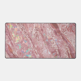 Rose Gold & Blush Glitzer Holographic Opal Marmor Schreibtischunterlage