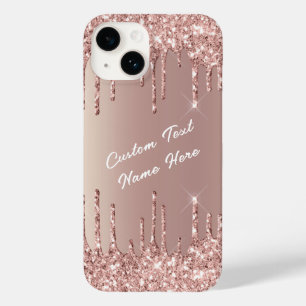 Rose Gold Blush Glitzer Ihr Name Geschenk iPhone F Case-Mate iPhone 14 Hülle