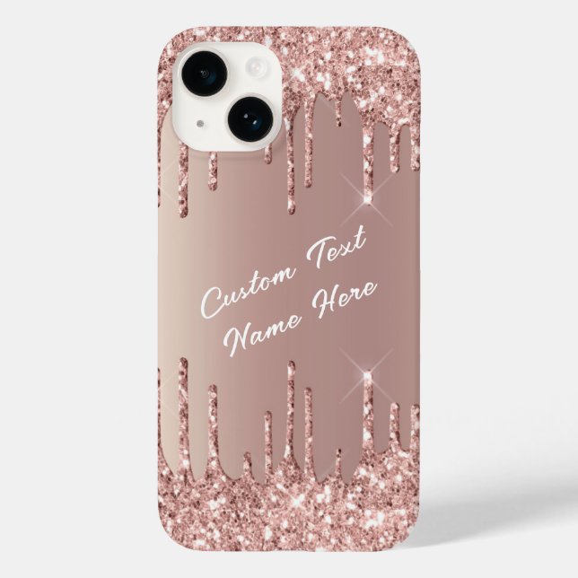 Rose Gold Blush Glitzer Ihr Name Geschenk iPhone F Case-Mate iPhone 14 Hülle (Rückseite)