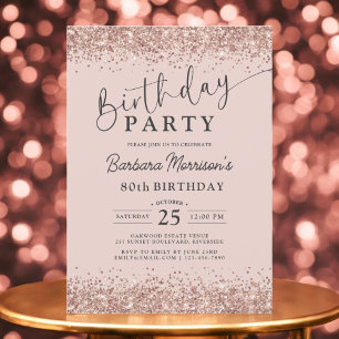Rose Gold Blush Glitzer im Alter von 80 Jahren Geb Einladung