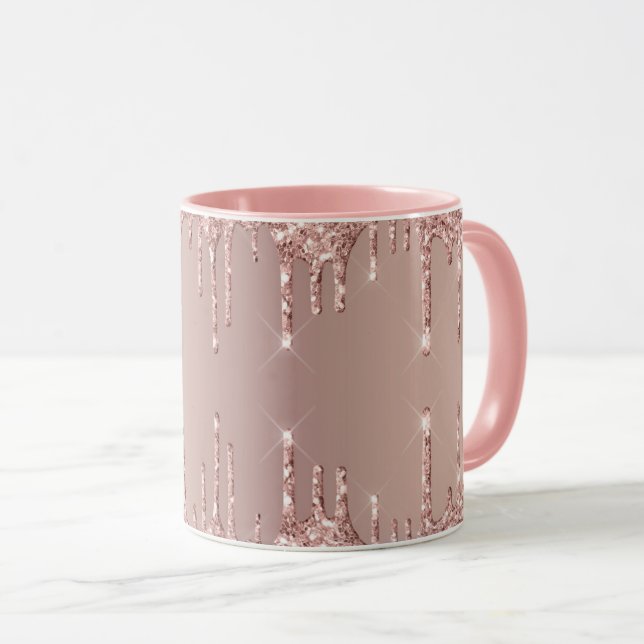 Rose Gold Blush Glitzer Kaffee Tasse Geschenk (VorderseiteRechts)