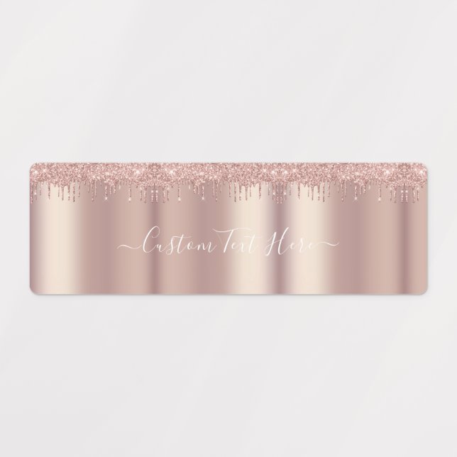 Rose Gold Blush Glitzer Labels mit benutzerdefinie Etiketten (Design 1)