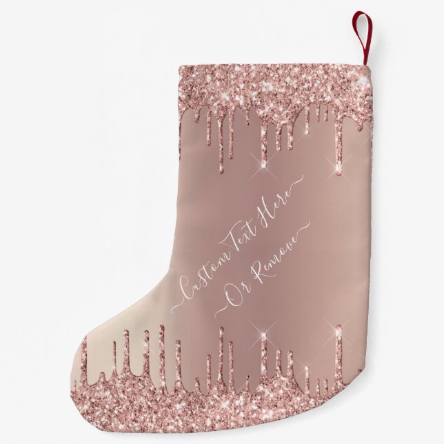 Rose Gold Blush Glitzer Name Weihnachten Strumpf Kleiner Weihnachtsstrumpf (Rückseite)