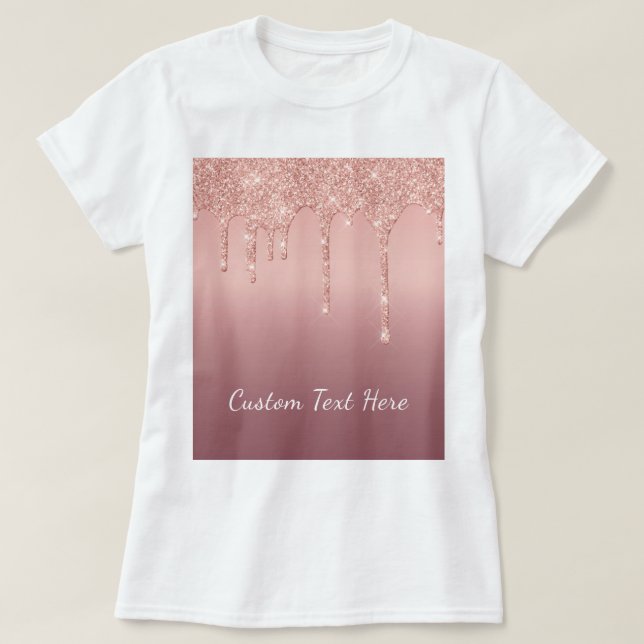Rose Gold Blush Glitzer Sparkeln Sie Ihren Text-T  T-Shirt (Design vorne)