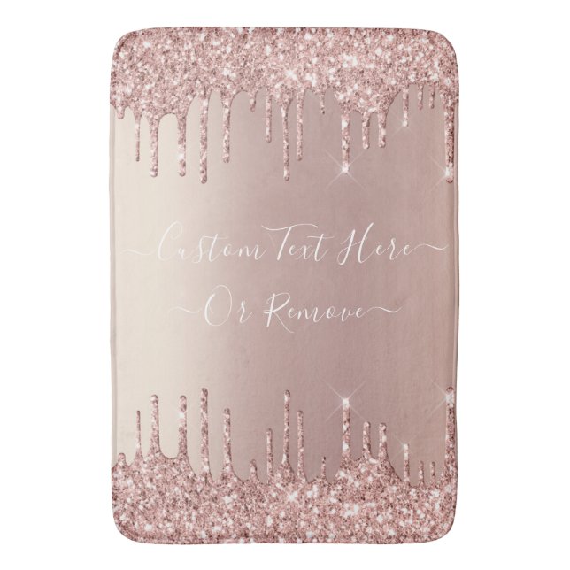 Rose Gold Blush Glitzer Sparkeln Tropfen Benutzerd Badematte (Vorderseite Vertikal)