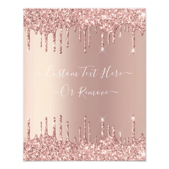 Rose Gold Blush Glitzer Sparkeln Tropfen Benutzerd Fotodruck (Vorne)