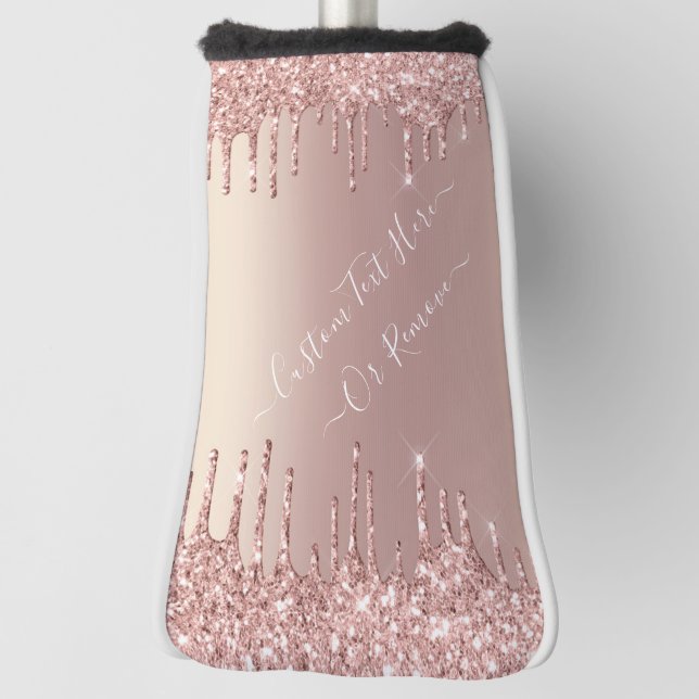 Rose Gold Blush Glitzer Sparkeln Tropfen Benutzerd Golf Headcover (Rotieren 90)