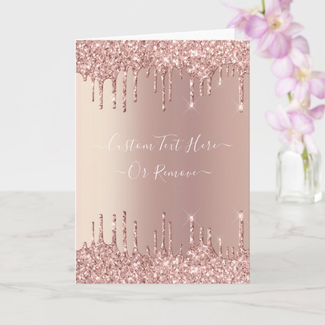 Rose Gold Blush Glitzer Sparkeln Tropfen Benutzerd Karte (Orchidee)
