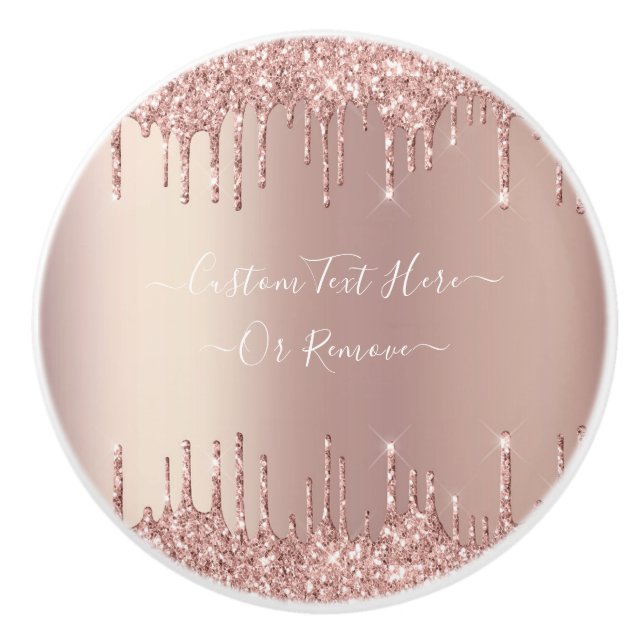 Rose Gold Blush Glitzer Sparkeln Tropfen Benutzerd Keramikknauf (Vorderseite)