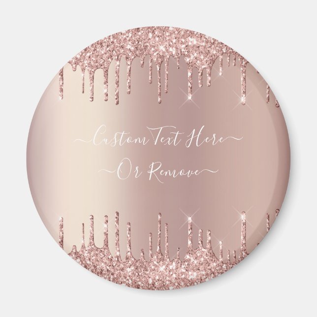 Rose Gold Blush Glitzer Sparkeln Tropfen Benutzerd Magnet (Vorne)