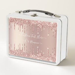 Rose Gold Blush Glitzer Sparkeln Tropfen Benutzerd Metall Brotdose