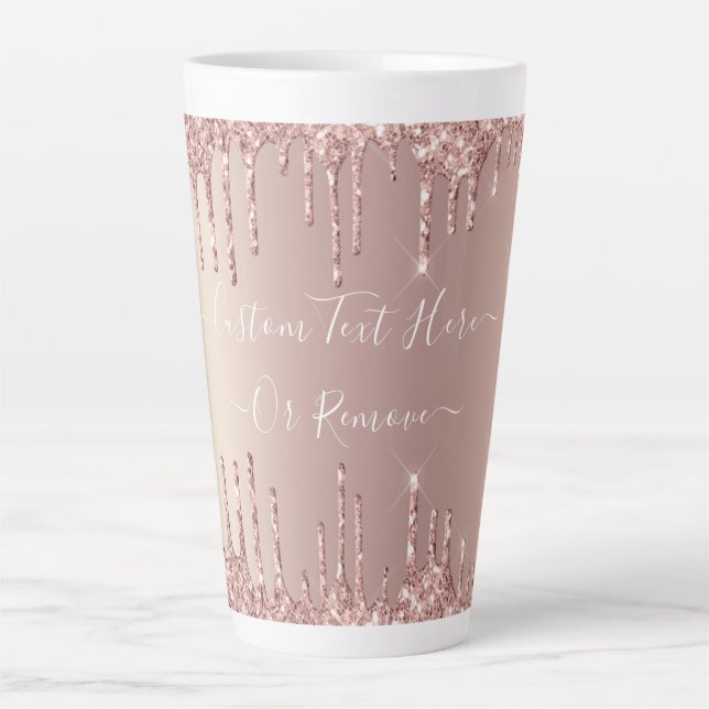 Rose Gold Blush Glitzer Sparkeln Tropfen Benutzerd Milchtasse (Vorderseite)