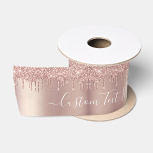 Rose Gold Blush Glitzer Sparkeln Tropfen Benutzerd Satinband