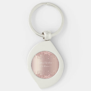 Rose Gold Blush Glitzer Sparkeln Tropfen Benutzerd Schlüsselanhänger
