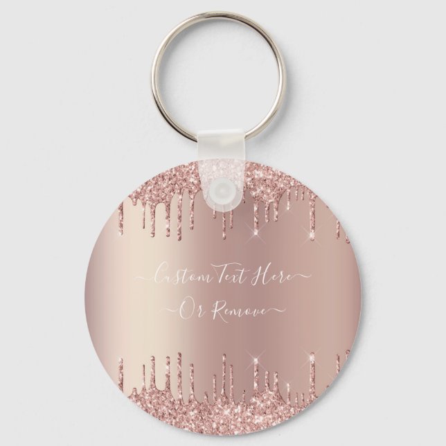 Rose Gold Blush Glitzer Sparkeln Tropfen Benutzerd Schlüsselanhänger (Vorderseite)
