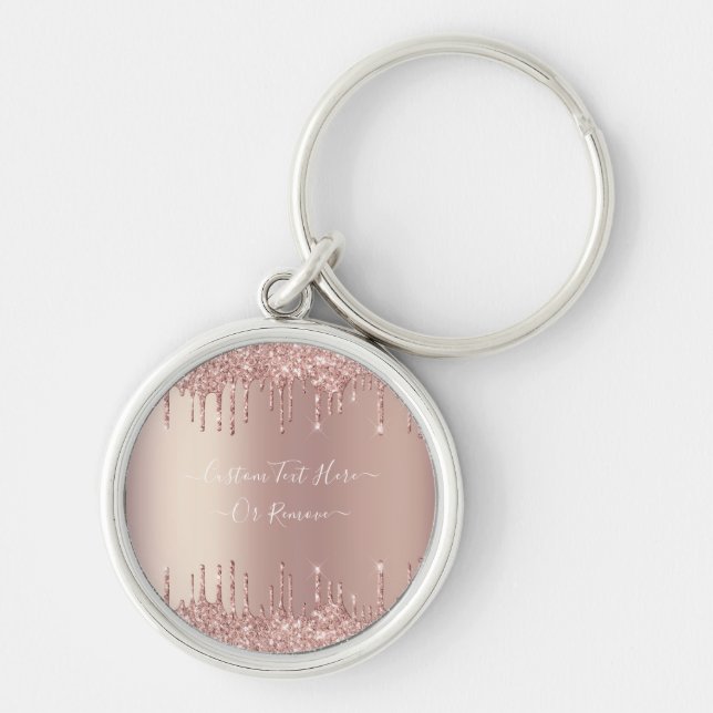 Rose Gold Blush Glitzer Sparkeln Tropfen Benutzerd Schlüsselanhänger (Vorne)