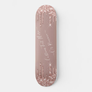 Rose Gold Blush Glitzer Sparkeln Tropfen Benutzerd Skateboard