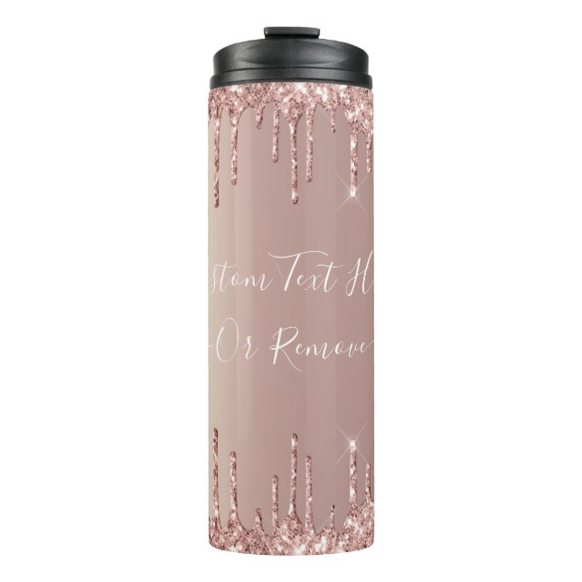 Rose Gold Blush Glitzer Sparkeln Tropfen Benutzerd Thermosbecher (Vorderseite)