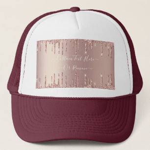 Rose Gold Blush Glitzer Sparkeln Tropfen Benutzerd Truckerkappe