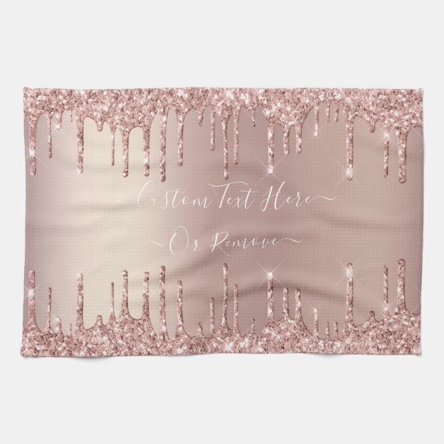 Rose Gold Blush Glitzer Sparkeln Tropfen - Ihr Tex Geschirrtuch (Horizontal)