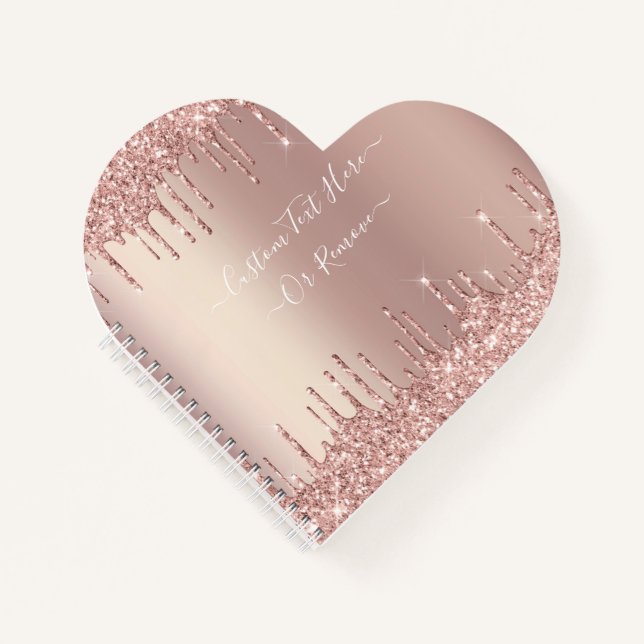 Rose Gold Blush Glitzer Sparkeln Tropfen - Ihr Tex Notizbuch (Vorderseite)