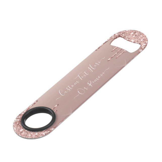 Rose Gold Blush Glitzer Sparkeln Tropfen - Ihr Tex Speed Flaschenöffner (Rückseite Schrägansicht)