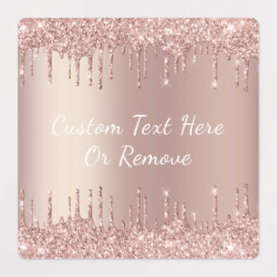 Rose Gold Blush Glitzer Sparkeln Tropfen - mit Tex Etiketten