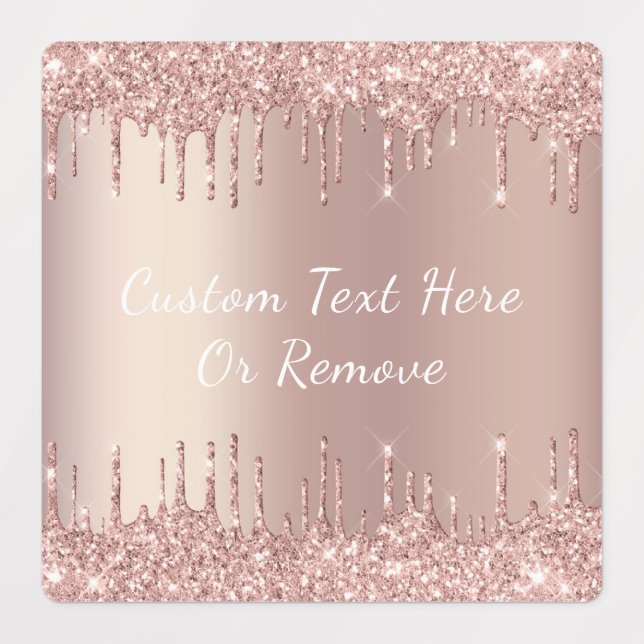 Rose Gold Blush Glitzer Sparkeln Tropfen - mit Tex Etiketten (Design 3)