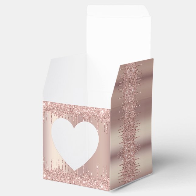 Rose Gold Blush Glitzer Sparkeln Tropfen - Name/ T Geschenkschachtel (Geöffnet)